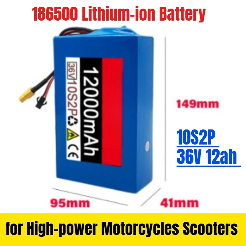

10S2P 36V 12ah Battery Pack 186500 Lithium-ion Battery 500W for High-power Motorcycles Scooters