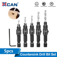 XCAN 5pcs Countersink Drill Bit Set 1/4\