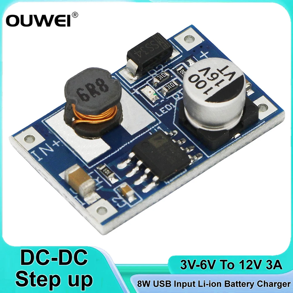 8W USB Input DC-DC 3V-6V To 12V 3A Step Up Module Converter Power Supply Boost Module 3.7V Lithium Battery USB Charger Board