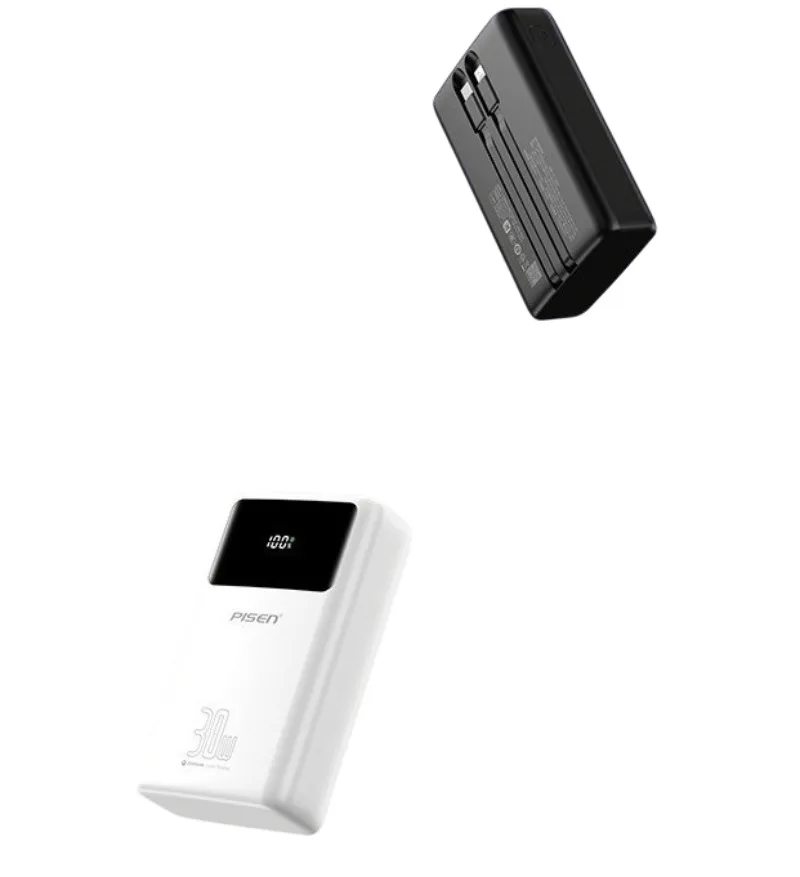20000mAh 30W Power Bank Fast Charging Portable Charger Dual Cable External Battery Pack for IPhone Android