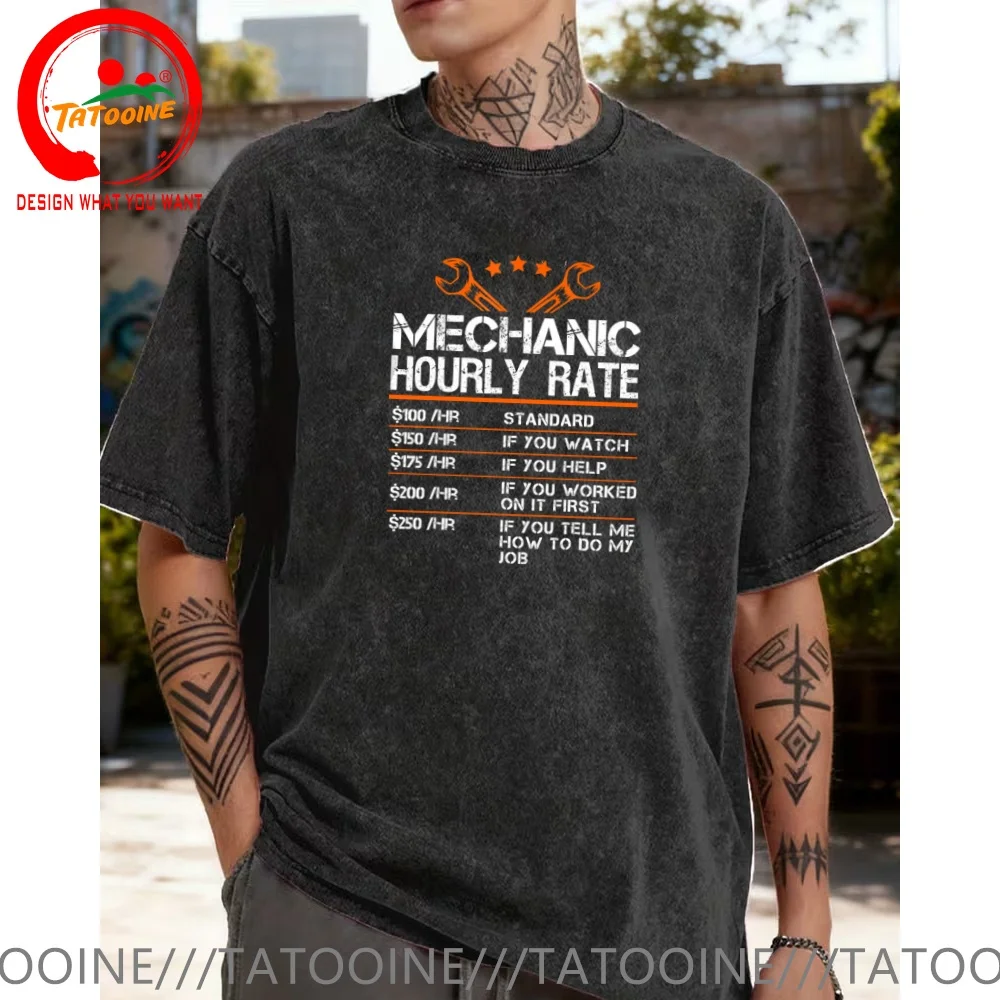 

Vintage Washed Cotton T-Shirt Funny Designer Mechanic Hourly Rate - Mechanic Hourly Rate - Baseball T Shirt Men Fashion Trendy
