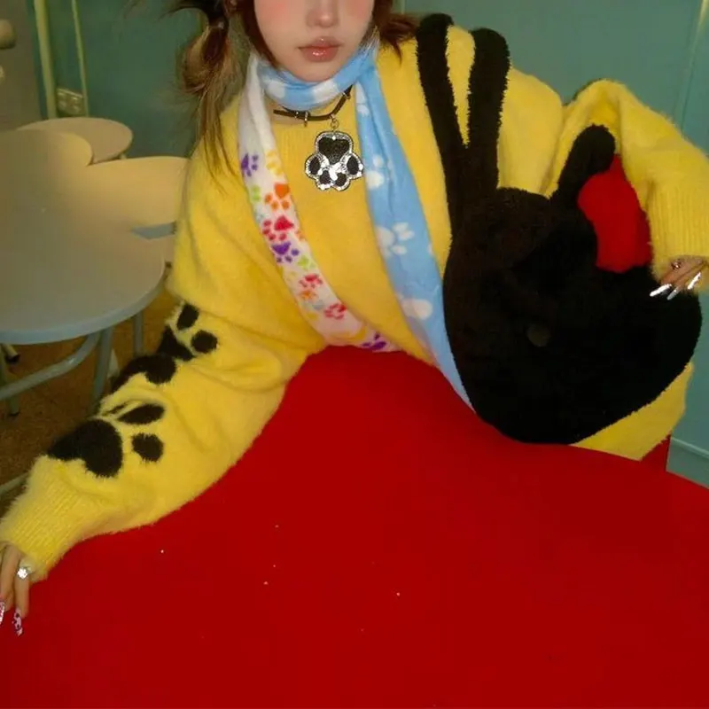 Odzież damska streetwear, luźne swetry z okrągłym dekoltem w stylu vintage, z długim rękawem, na jesień i zimę, hotsweet, stylowe swetry dzianinowe.