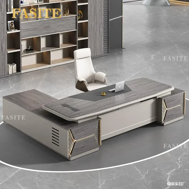 For Modern Light Luxury Simple Manager Office Furniture President Executive Table and Chair Combination Set