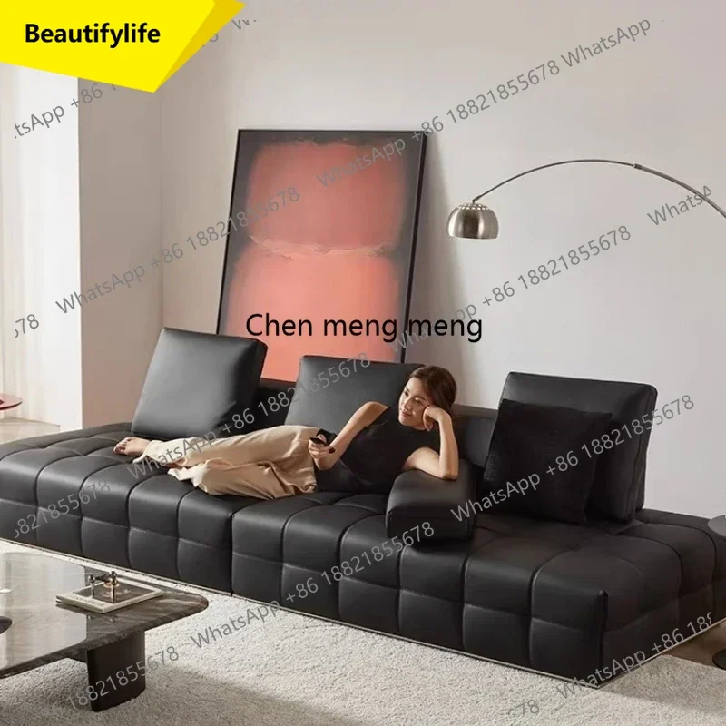 X188 Home Furniture Luxury Modern Italian Lawrence Big Black Cow Sofa Couchs Genuine Leather Living Room Sofas And Seating Couch