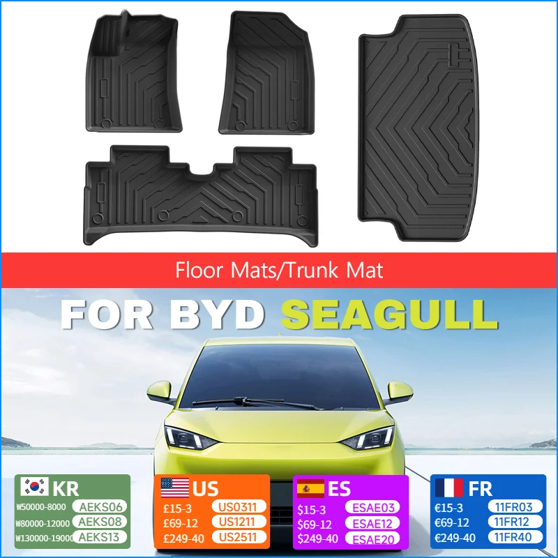 

Car Floor Mats For BYD Seagull 2023 - 2024 TPE Trunk Liner Double Layer Foot Carpets Anti - Slip Wear Resistant Protective Pads