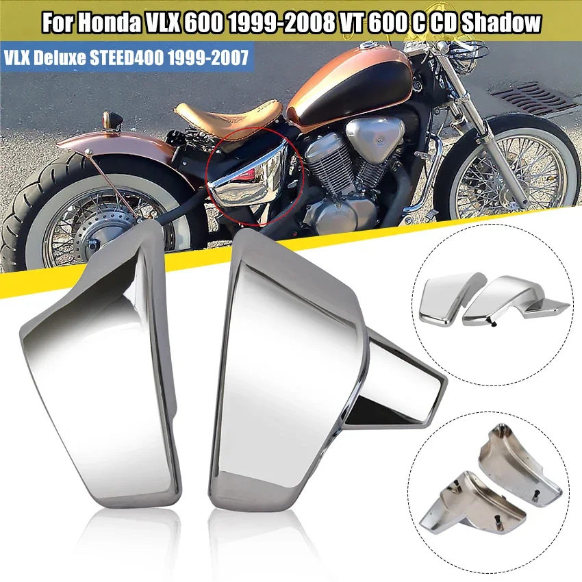 

Left Right Battery Side Fairing Guard Motorcycle Chrome ABS Cover For Honda 1999-2008 VLX 600 VT 600 C CD Shadow Steed VT400