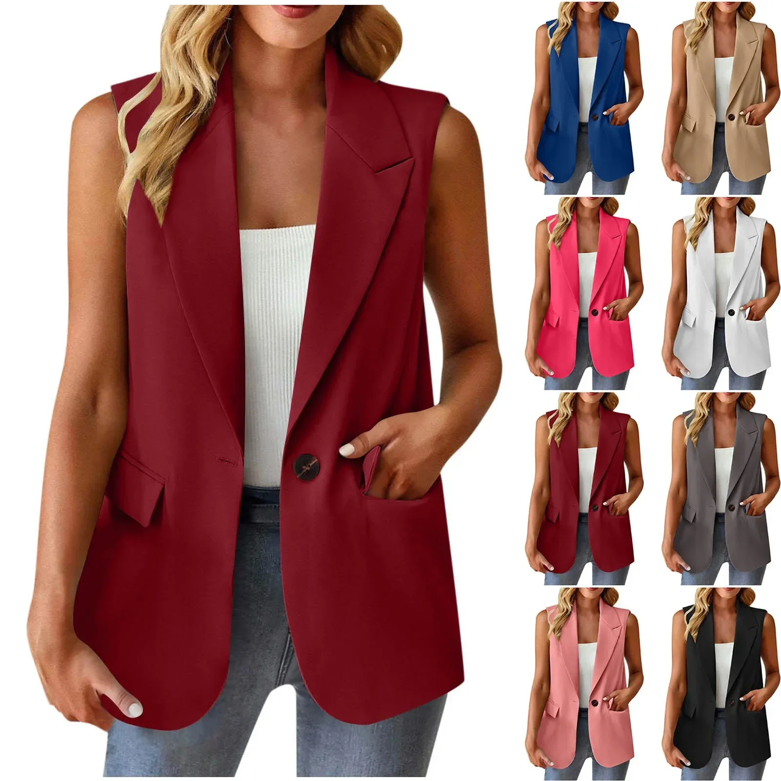 

Pure Color Long Sleeve Open Cardigan Vest Suit Jacket Women's Independent Station New Style Casual Fashionable