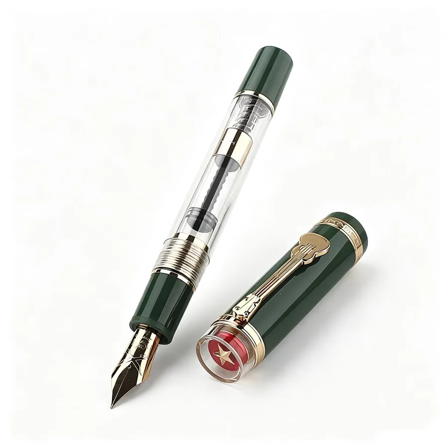 Jinhao 1935 Tiandao Füllfederhalter # Transparenter Acryl-Stift mit 8 großen Spitzen und großem Tintenkonverter, für flüssiges Schreiben im Büro und in der Schule