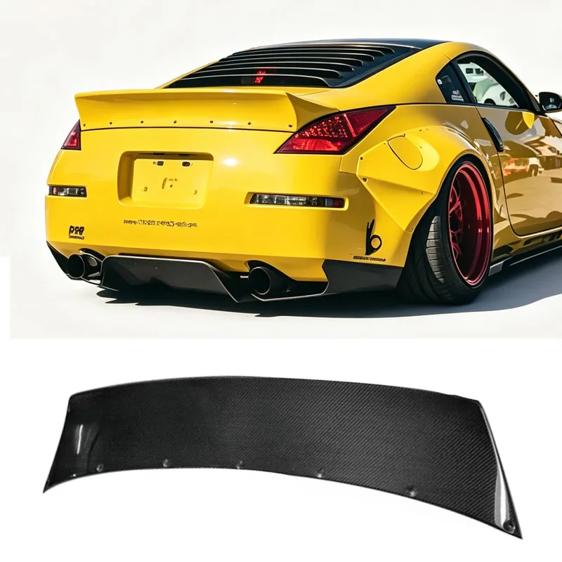 Carbon fiber Compatible Spoiler Glossy Balck for 2001-2012 Nissan 350Z Z33 RB style Trunk Wing Rear Body Kit Lip Unpainted