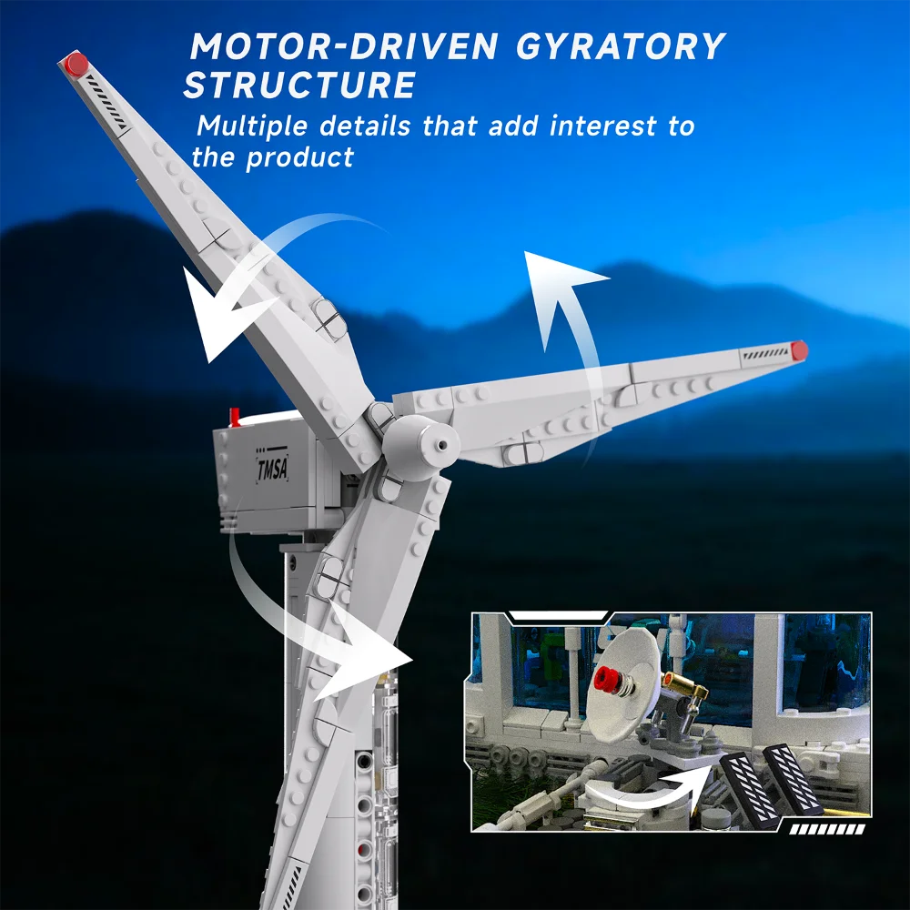 Nuevo Kit de construcción de modelo de planta de energía eólica técnica con función de iluminación, ladrillos de montaje DIY, regalos de cumpleaños, Halloween y Navidad