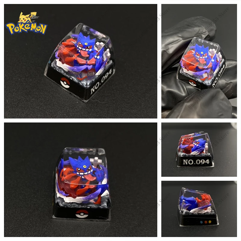 Pokemon Resin Keycap Anime Character Gigantamax Gengar Black 3D Transparent Keys Mechanical Keyboard accessories Customized Gift