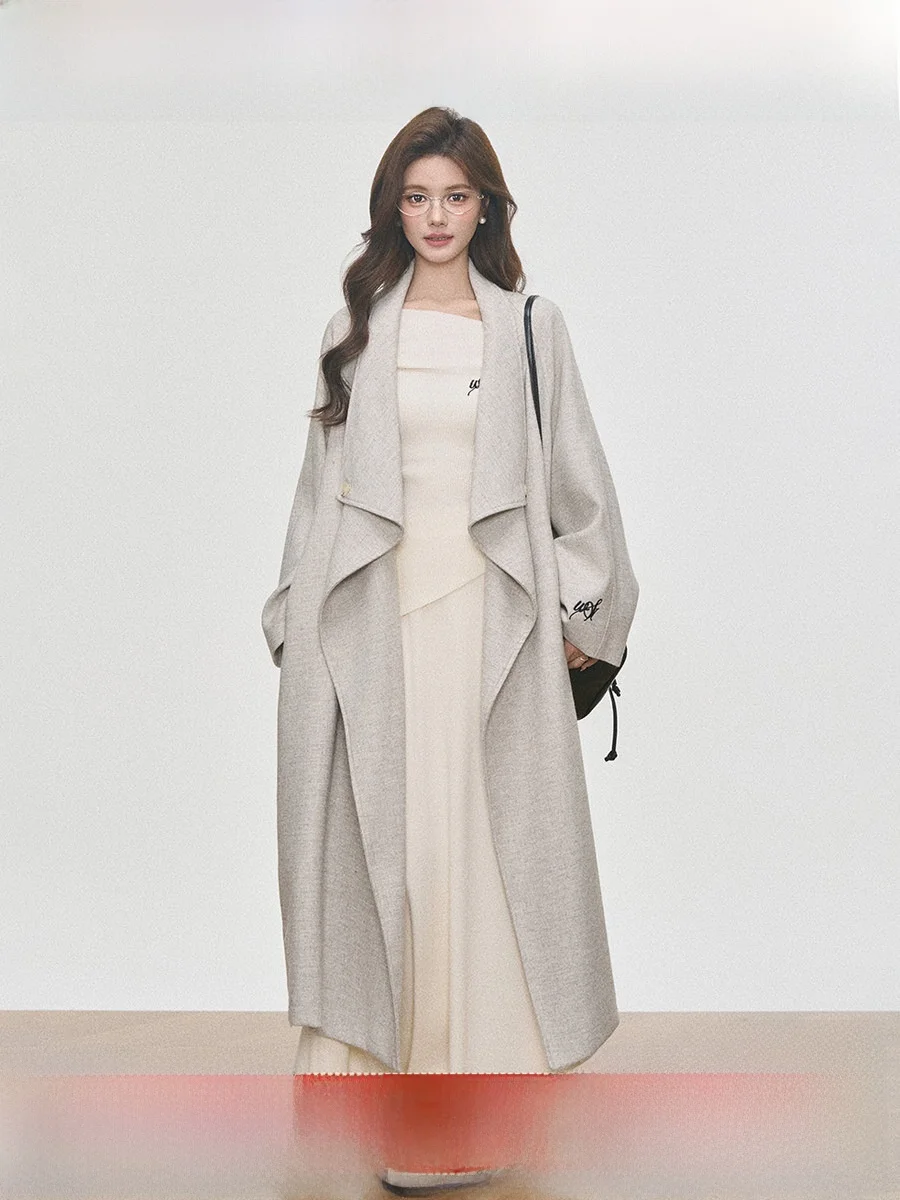 

Westayone Woolen Coat Women's Autumn Winter Windbreaker High End mid Length New 2025 Korean Sle Straight Cut Long Sve