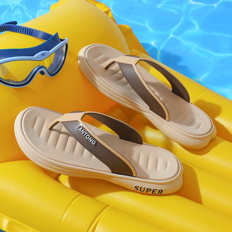 

Summer Unisex PVC Slippers Indoor Soft Sole Non-slip Flip Flops for Family Outdoor Beach Holiday Light Durable Sandals Sandalias