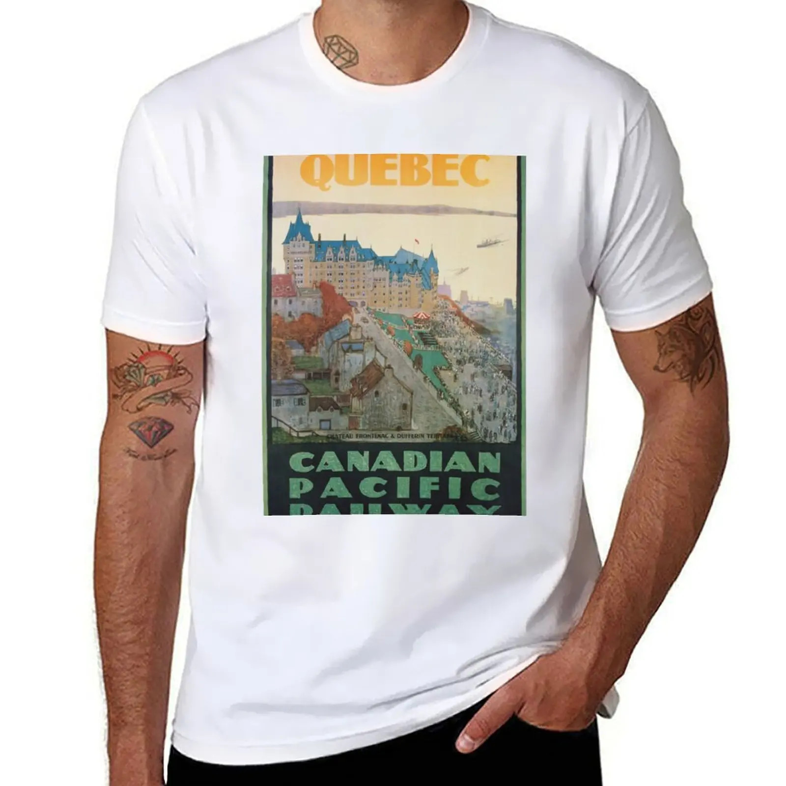

Quebec Canada, Chateau Frontenac; Vintage Travel Poster T-Shirt man t shirts graphic T-Shirt