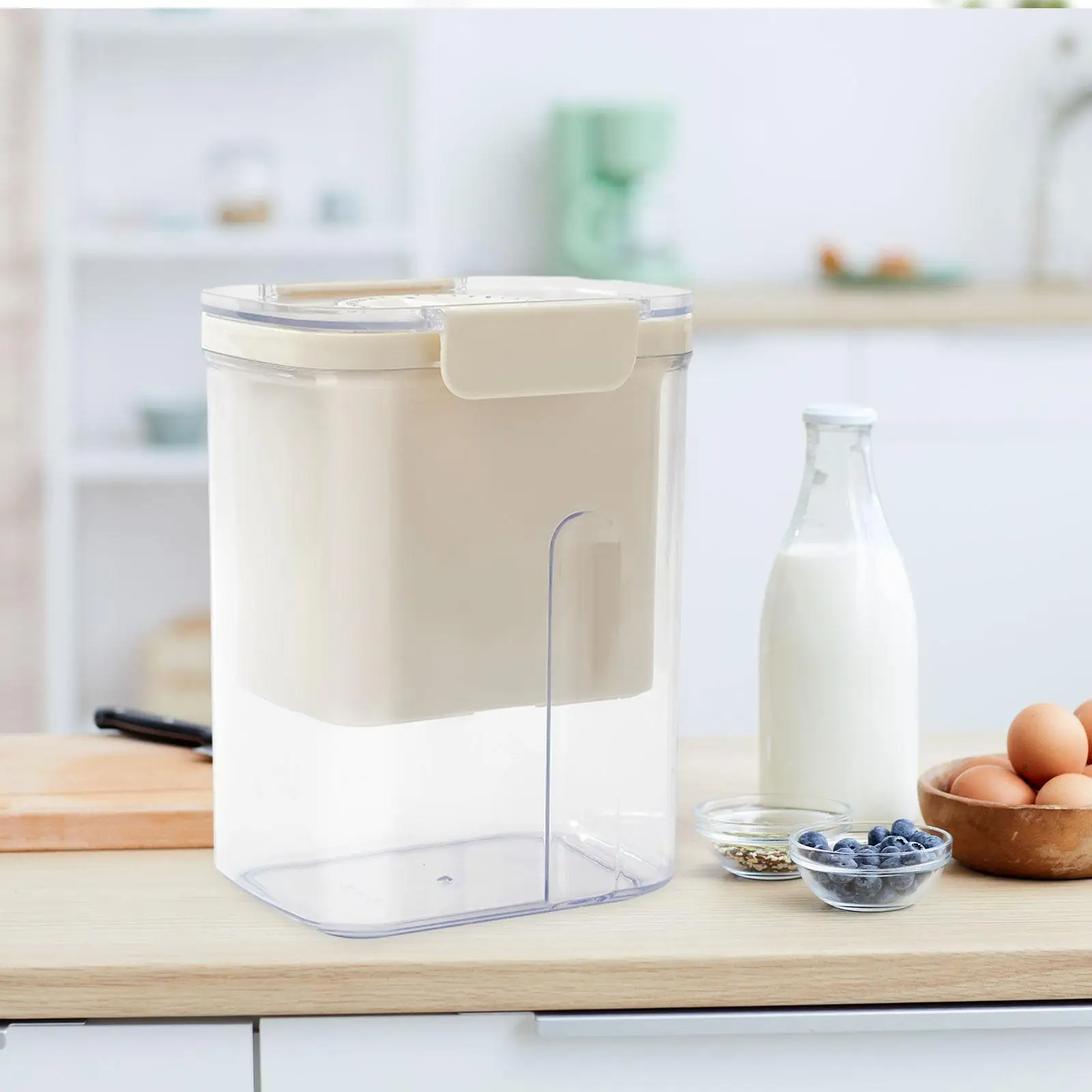 Yogurt Strainer Maker Soya Bean Milk Filter Cup Spring Press Filtration Timer Design 1100ml with Fine Mesh Whey Separation