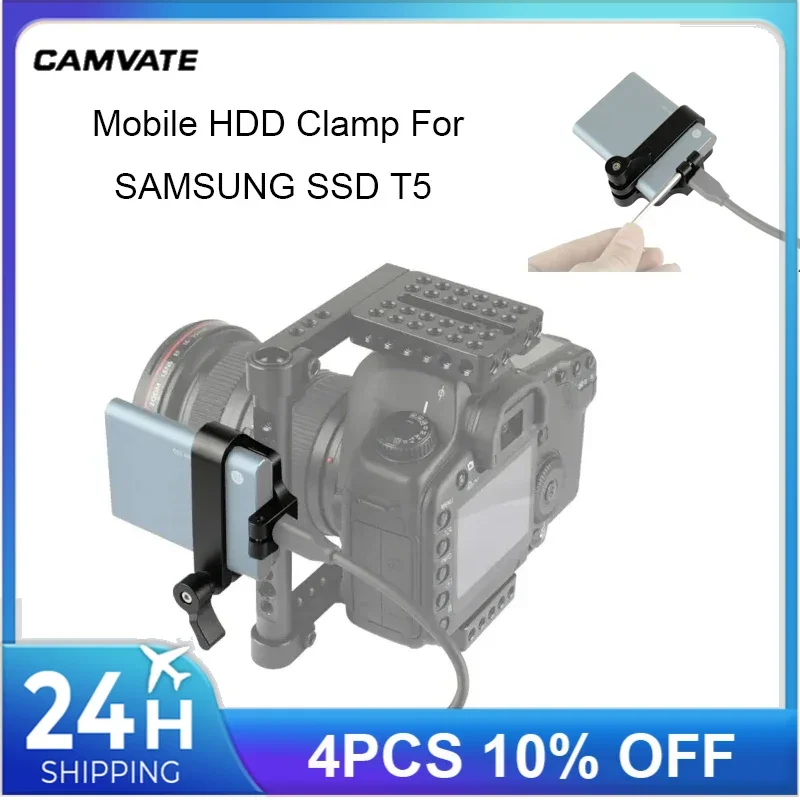 CAMVATE Mount Bracket SSD Holder With Screws Mount Cable Clamp For  Samsung T5 SSD