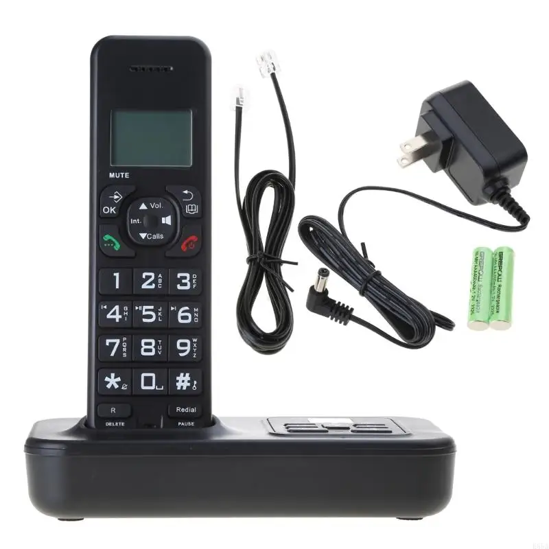 D1002B Cordless Phone with Answering Machine Caller Call Waiting Backlight LCD 3 Lines Screen Display Rechargeable E65A