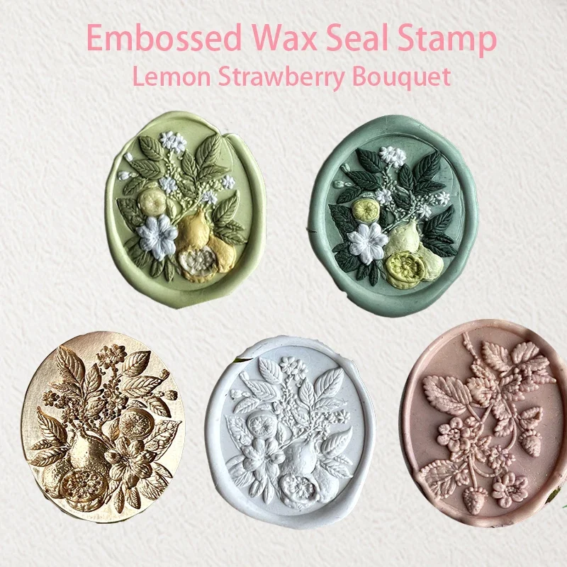 3D Wax Seal Stamp Copper Head Lemon Strawberry Bouquet Shape Scrapbooking Materiales Wedding Supplies Envelope Handicraft