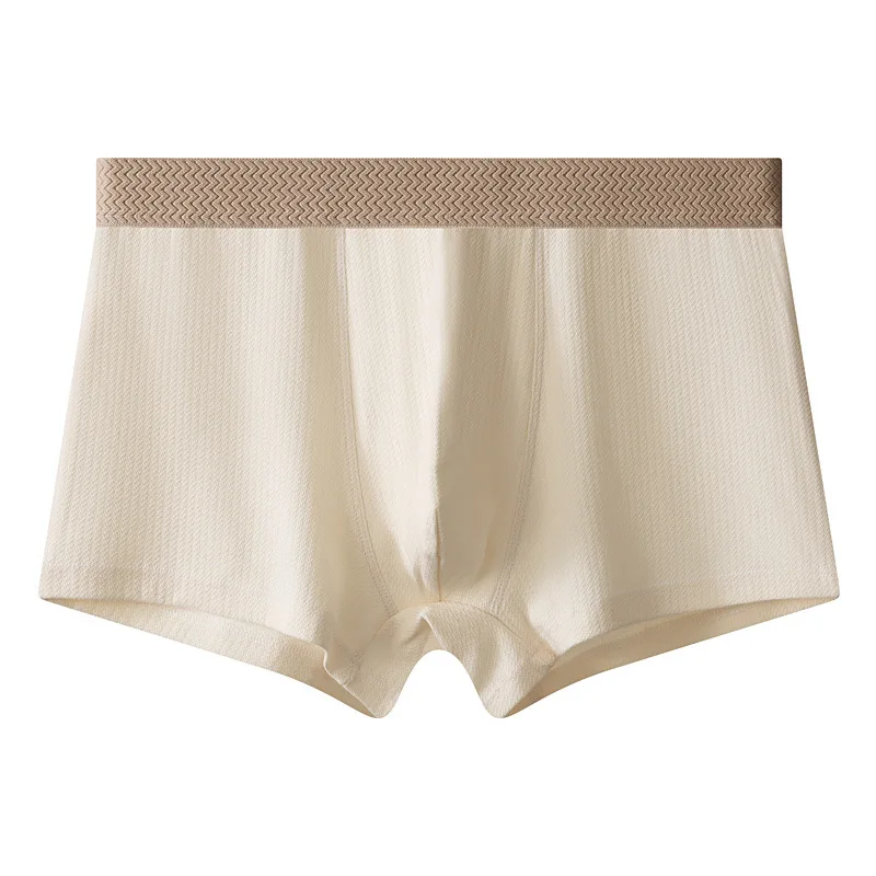 Men's Boxy Underwear Jacquard Cotton Breathable Comfortable Sweat Absorption Trunks Youth Low Waist U Convex Pouch Boxer Shorts