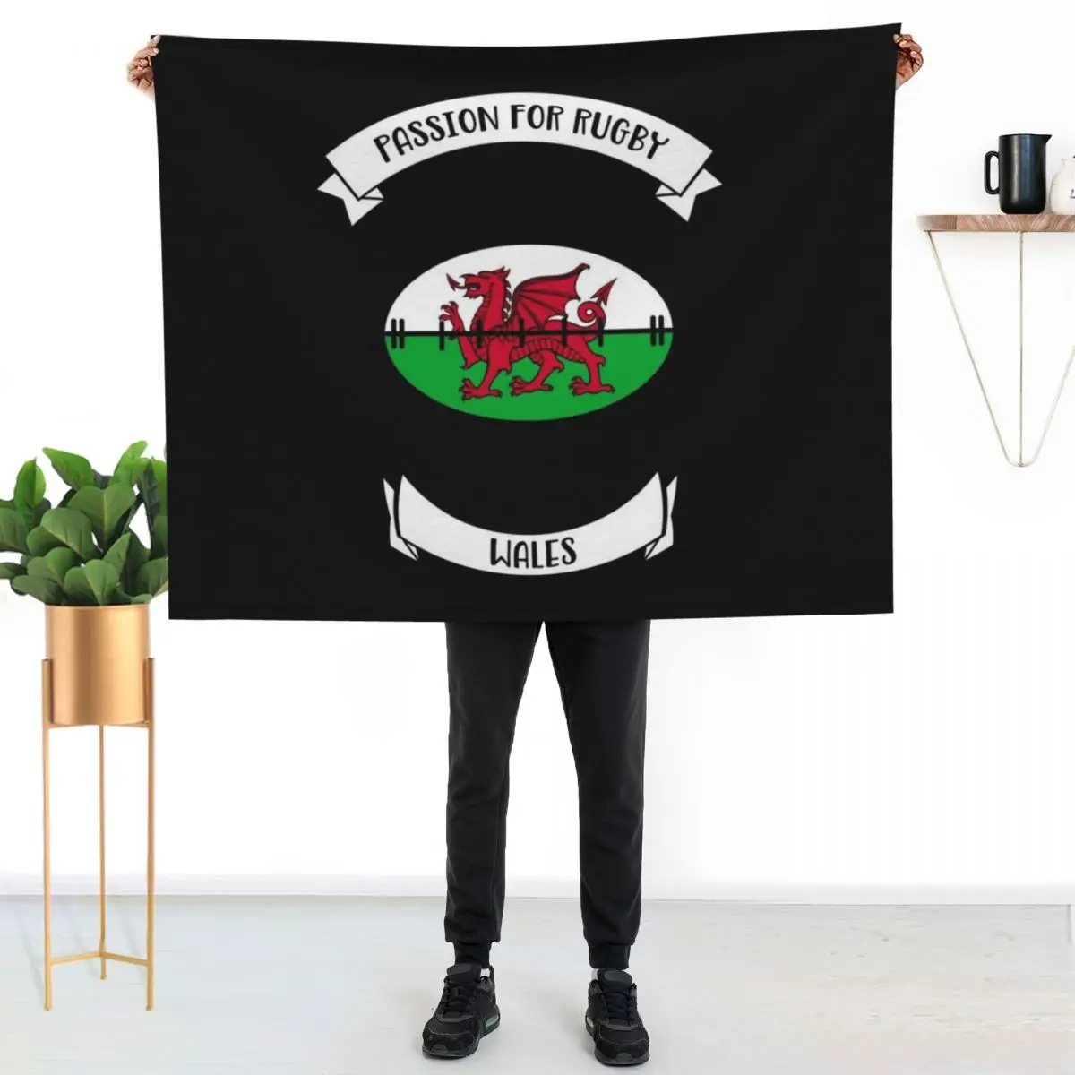 

Welsh Rugby Design Throw Blanket Soft Plush Blanket as Housewarming Gift