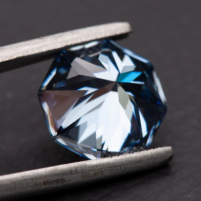 Moissanite Octagon 8 Arrows Special Cutting Royal Blue Primary Colour Charms Beads for DIY Jewelry Making with GRA Certificate