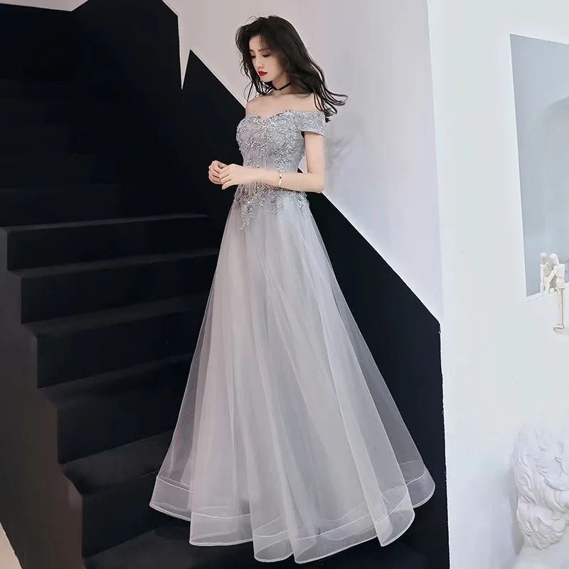 LIYYLHQ Sparkly Sequins Evening Dresses For Elegant Women Spaghetti Strap Boat Neck Robe De Soiree A-line Long Prom Dress Gowns