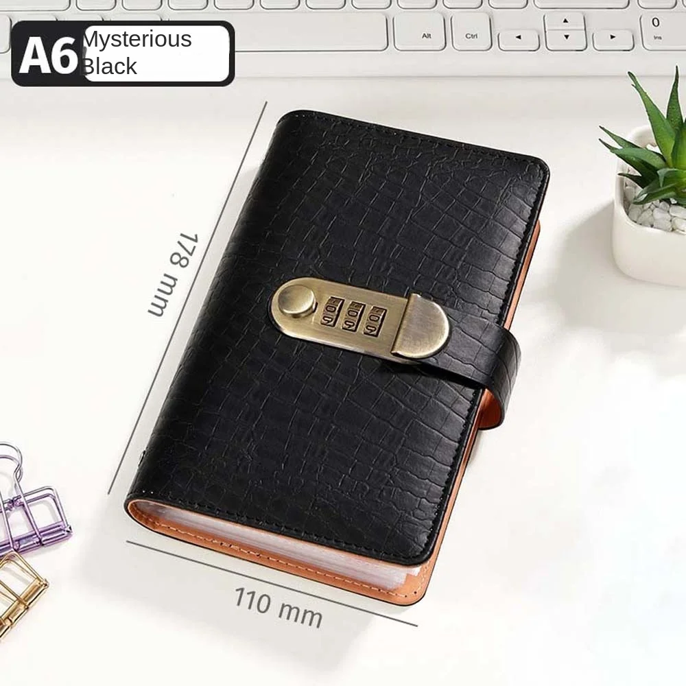 With Password Lock Saving Money Binder Savings Handbook Imitation Crocodile PU Leather Budget Binder with Lock Wallet Storage