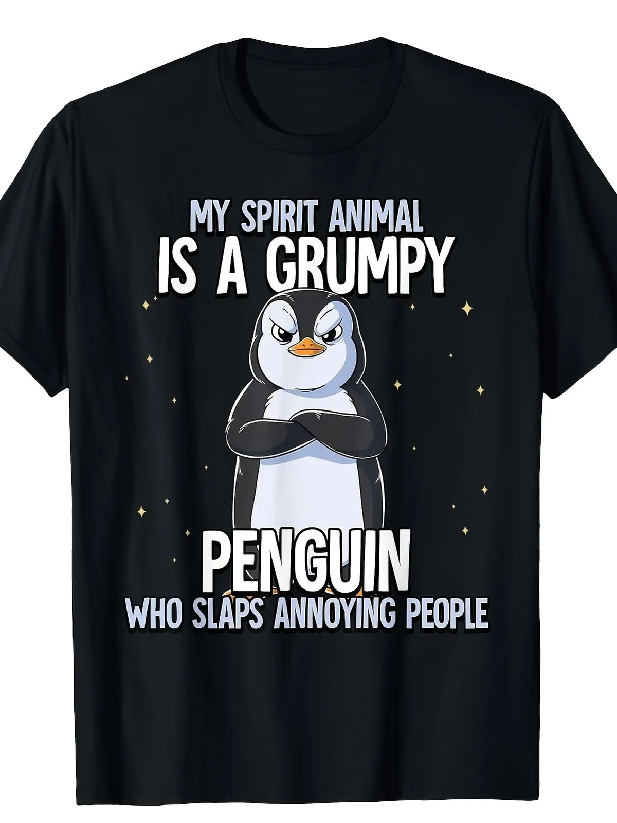 

Sarcastic Grumpy Penguin Graphic Tee Funny Spirit Animal Humor Shirt