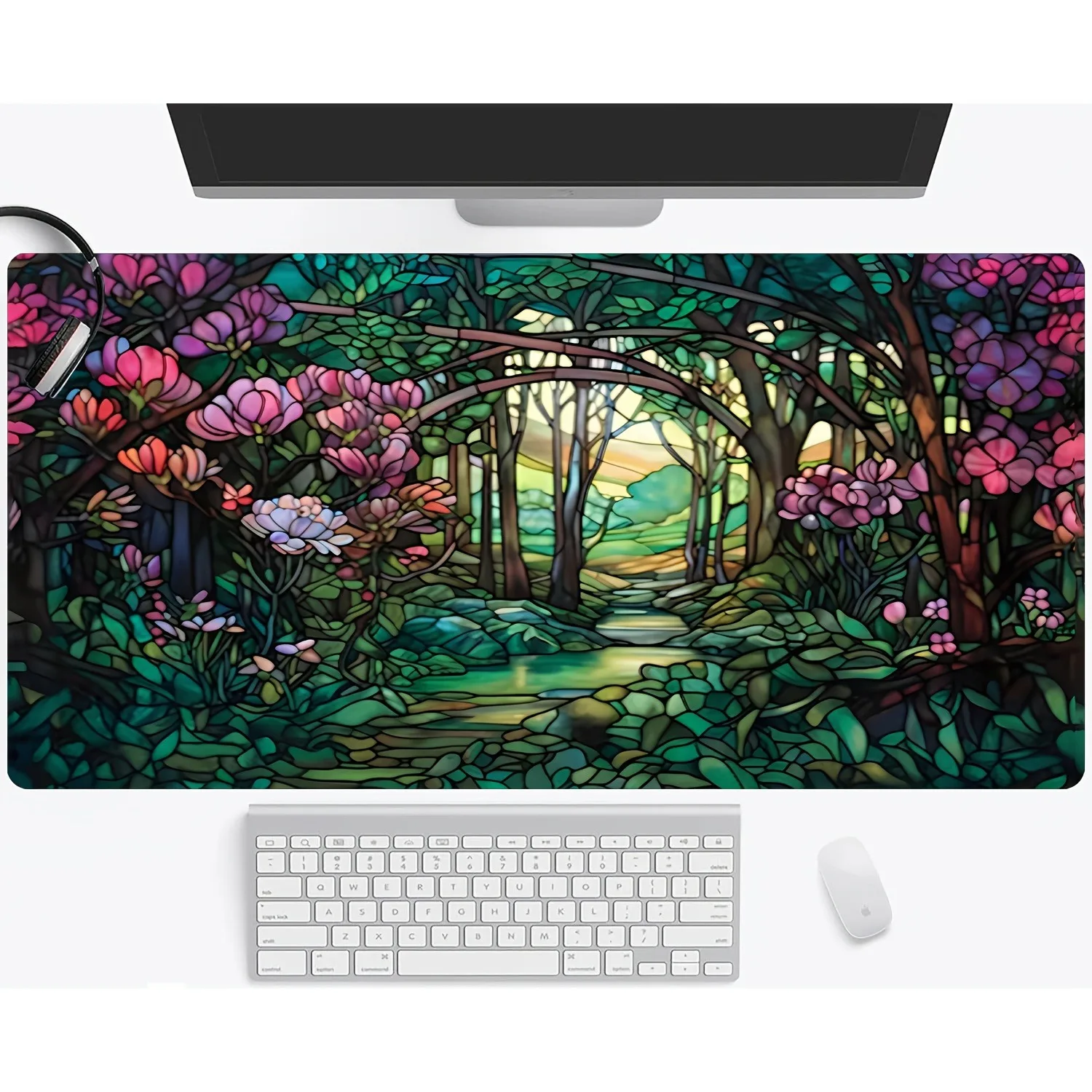 

Mouse Pad Gamer Home Large Computer Mouse Mat forest MousePads keyboard pad painting Art Natural Rubber Anti-slip Office