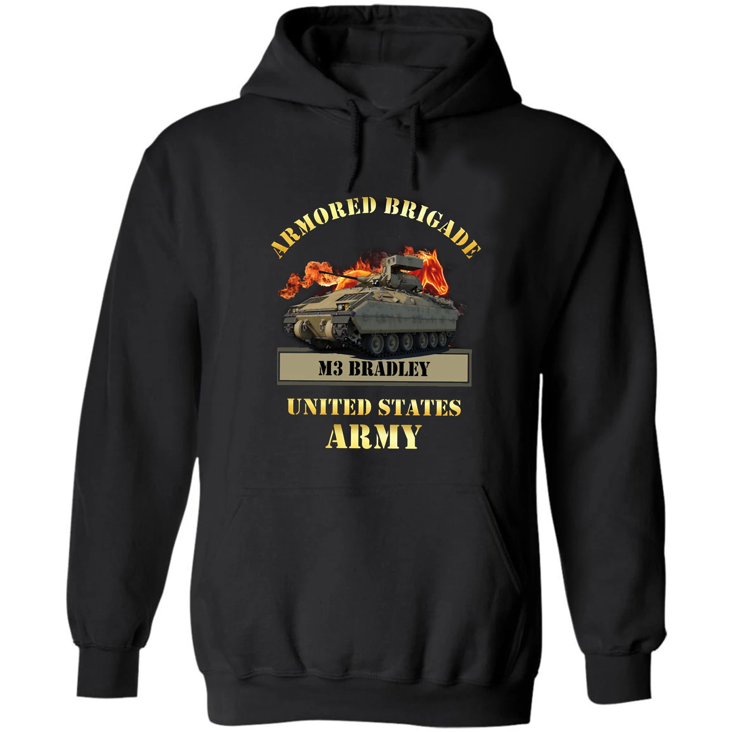 

US Army Armored Brigade M3 Bradley Fighting Vehicle Pullover Hoodie 100% Cotton Comfortable Casual Mens Sweatshirt Streetwear