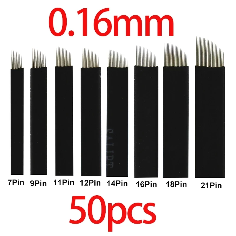 

50pcs 0.16mm Microblading needles Tebori Blades Needles Tattoo Nano needles Tattoo blades 14 Pins U-Shape for manual tattoo pen