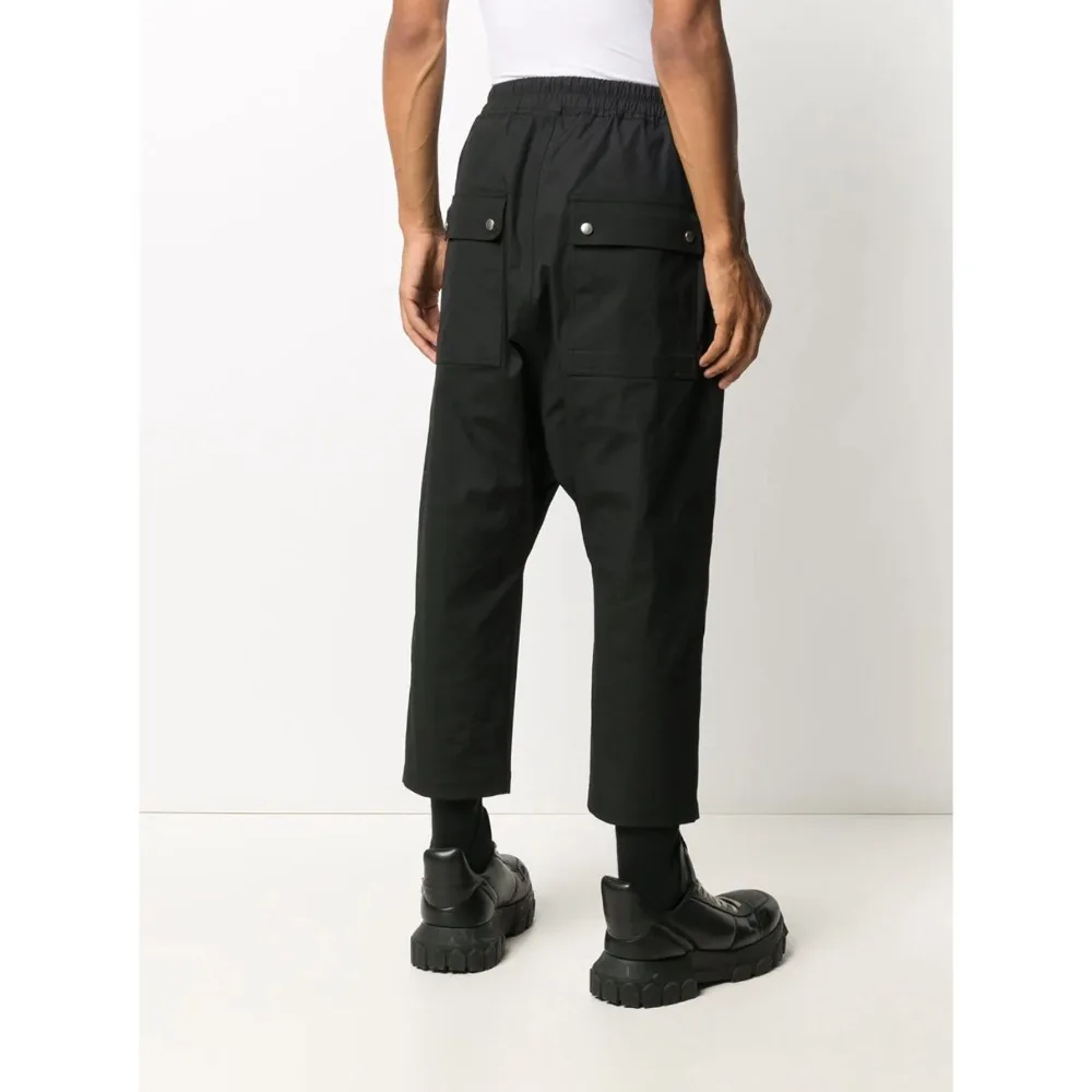 High Street Dark RO Cropped Pants Men's Hard Cotton Woven Straight Leg Pants Fashionable Zipper Streetwear Fashion Pants