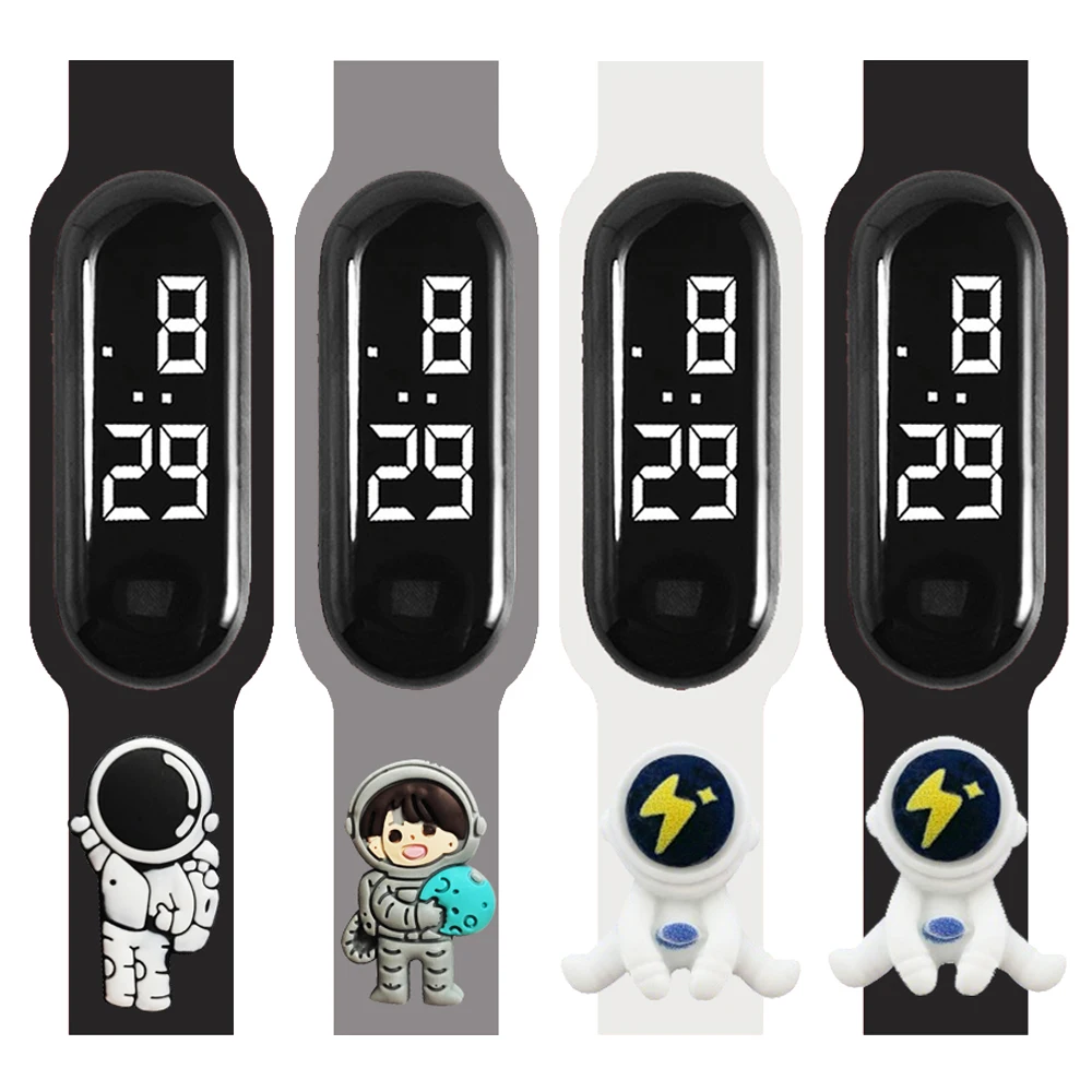 Cartoon Astronaut Children LED Smart Watch Toys Waterproof Outdoor Sports Clock Kids Electronic Watches Baby Learn Time Bracelet