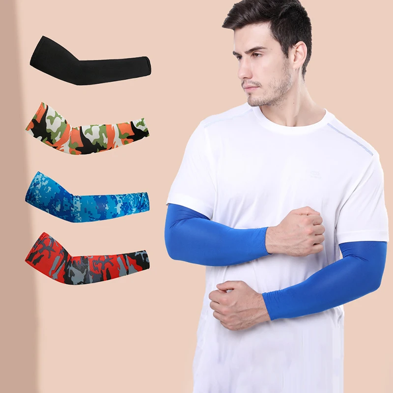 

1pair Breathable And Sweat-absorbent Cycling Ice Silk Sleeves, Summer Outdoor Sun Protection Arm Guards, Milk Silk Material,