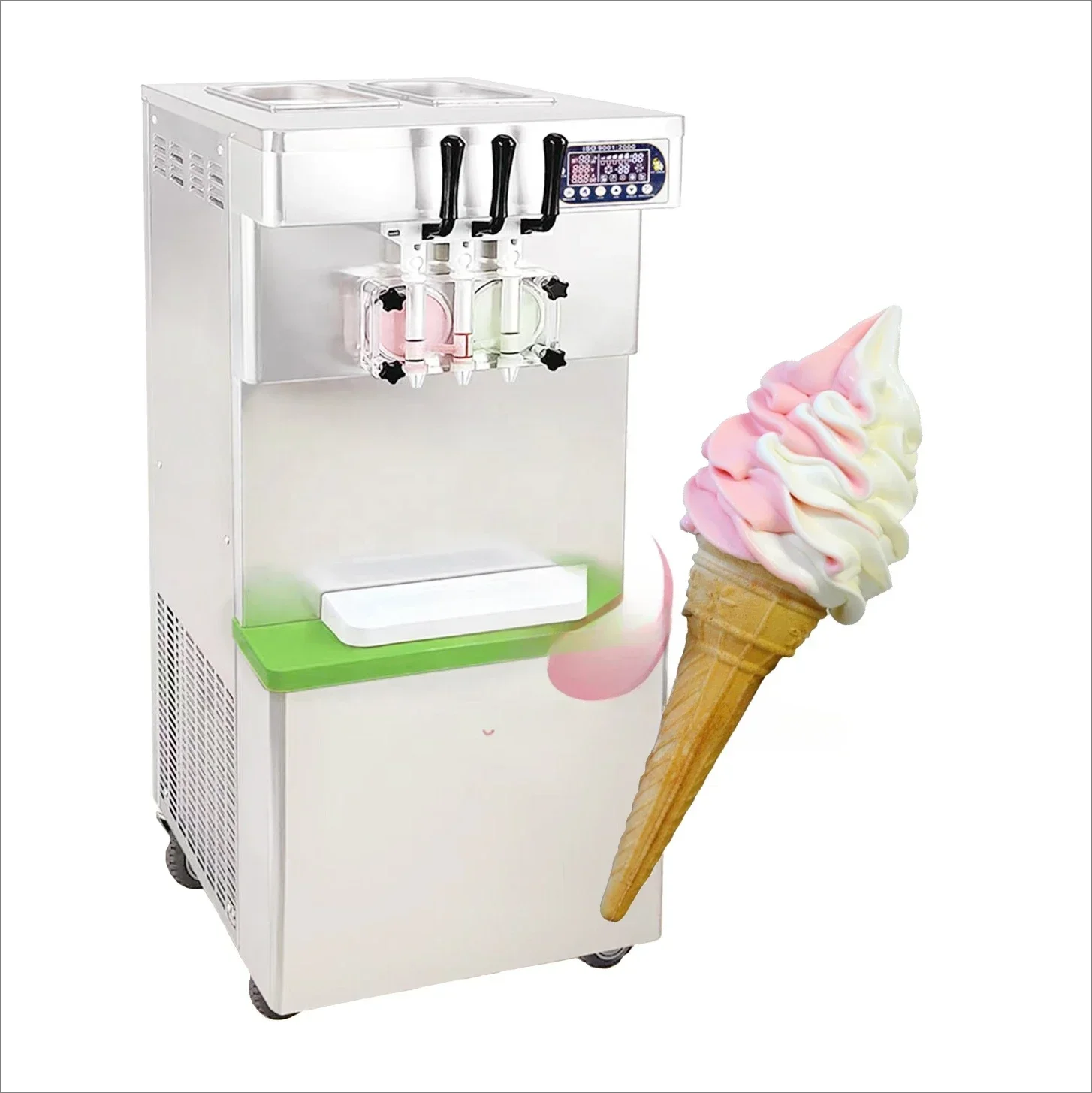 

For Professional Commercial Soft Ice Cream Machine Table Top Three Flavors With Pre-cooling Vertical Ice Cream Machine