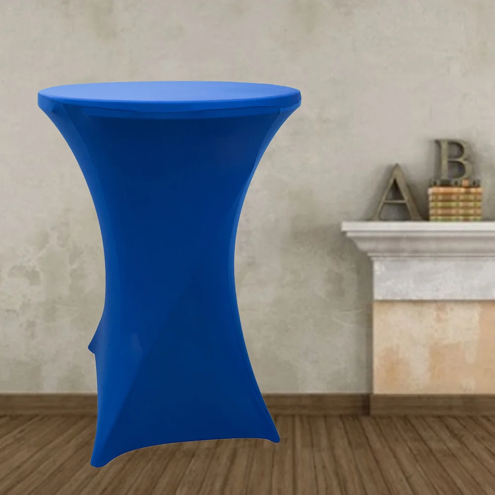 

Cocktail Round Table Cover Stretch Spandex Dark Blue Four-Way Elastic Tight Fit Tablecloth Party Wedding Dj Banquet Display