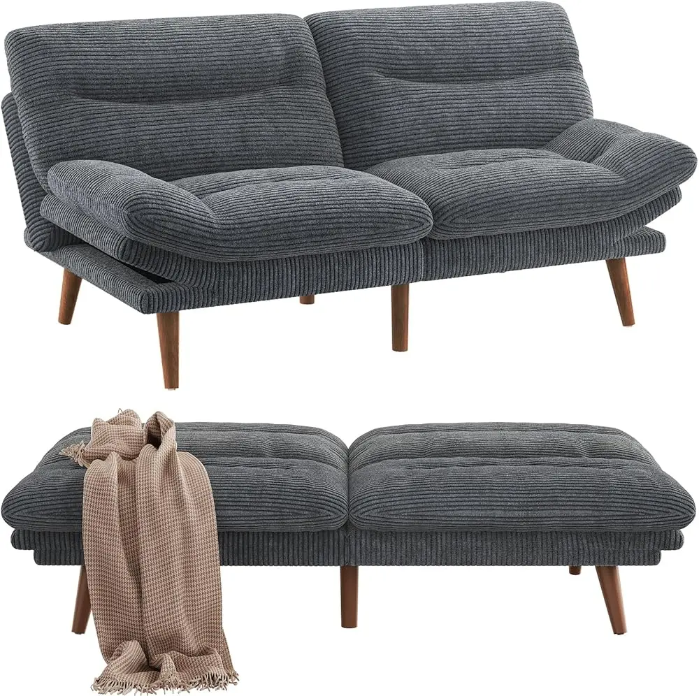 

Sofa Bed, Futon Couch Convertible To Bed Lounger, Compact Size Comfortable Cushions, Durable Construction Fits Small Spaces
