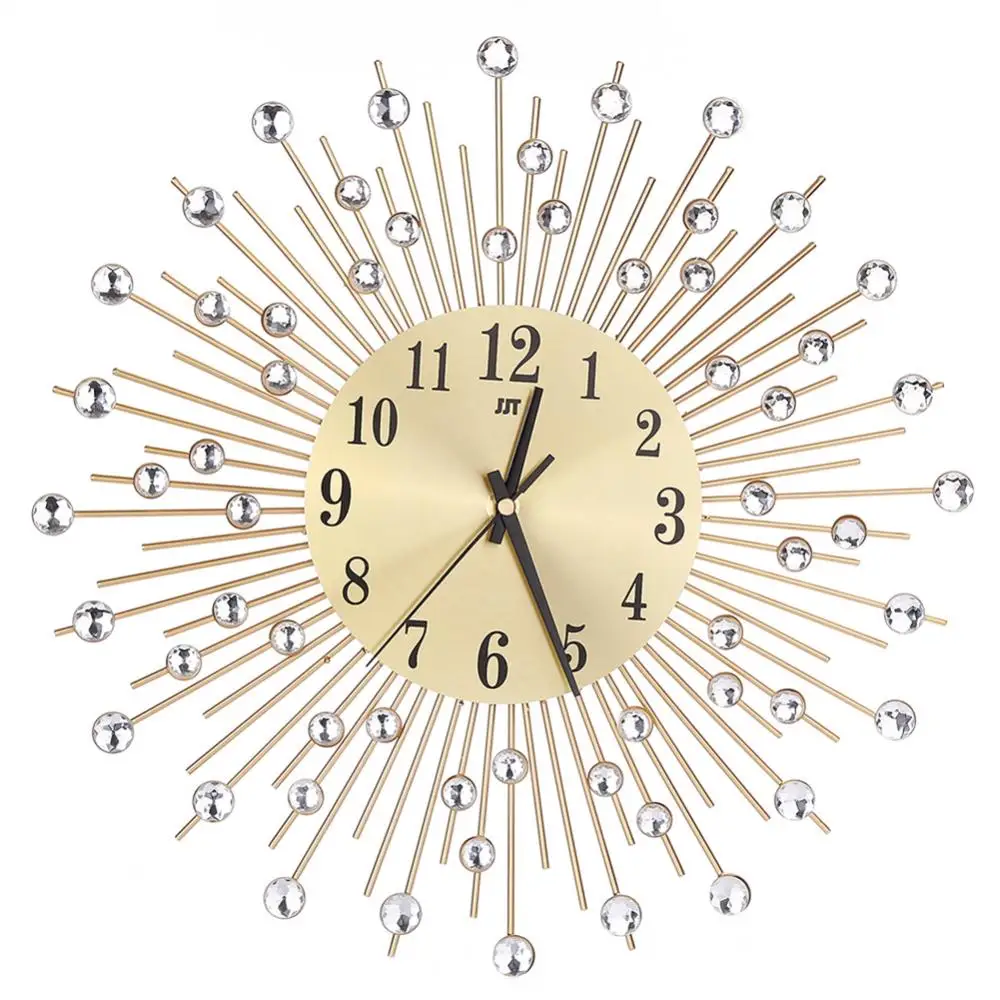 Fashion Rhinestone Inlaid 3D Silent Quartz Wall Clock Home Bedroom Hanging Decor