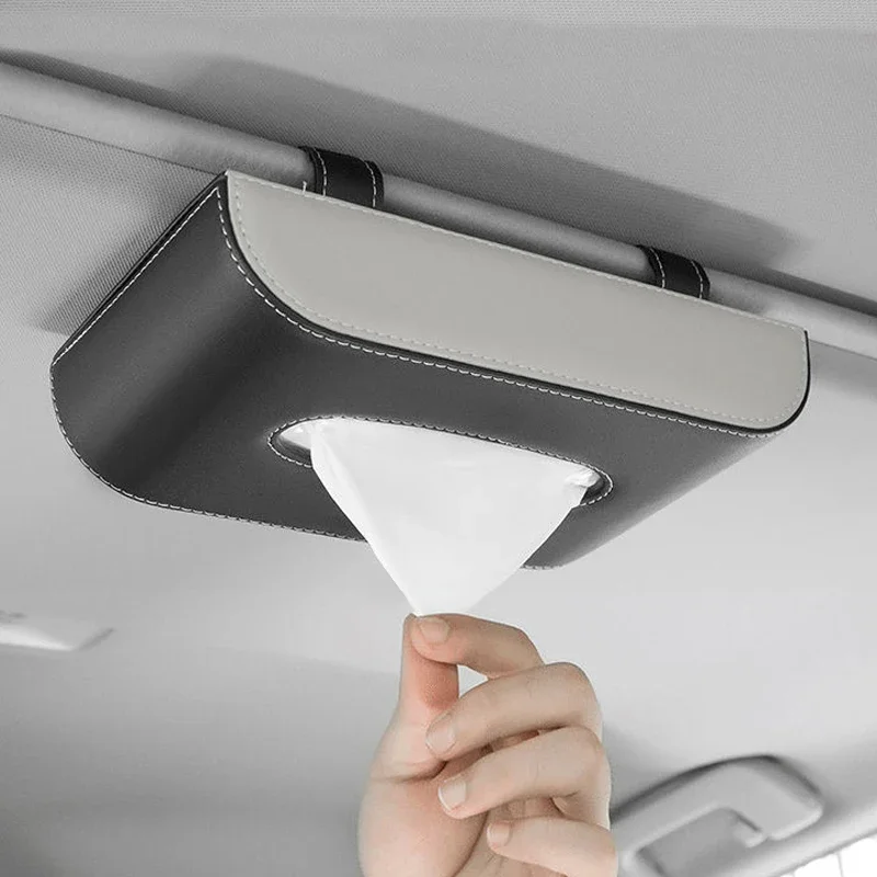

Car Tissue Holder Hanging Box Sun Visor Pu Leather Napkin Auto Interior Accessories Storage Decoration Car Tissue Holder