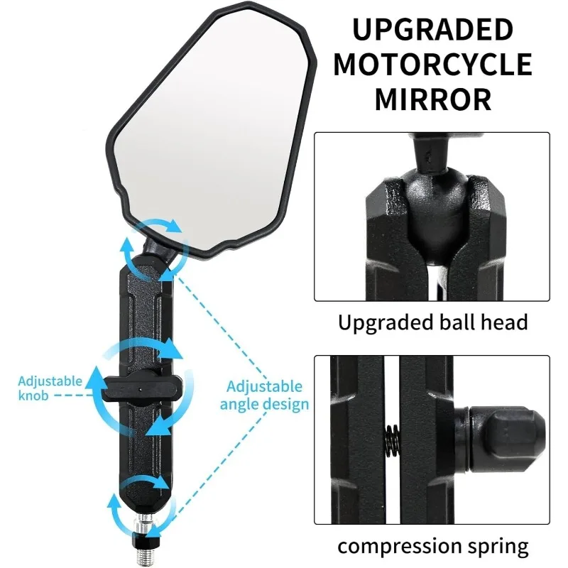 High Quality Universal Motorcycle Rear View Mirrors Foldable Rear View Handlebar Side Mirror Angle Adjustable