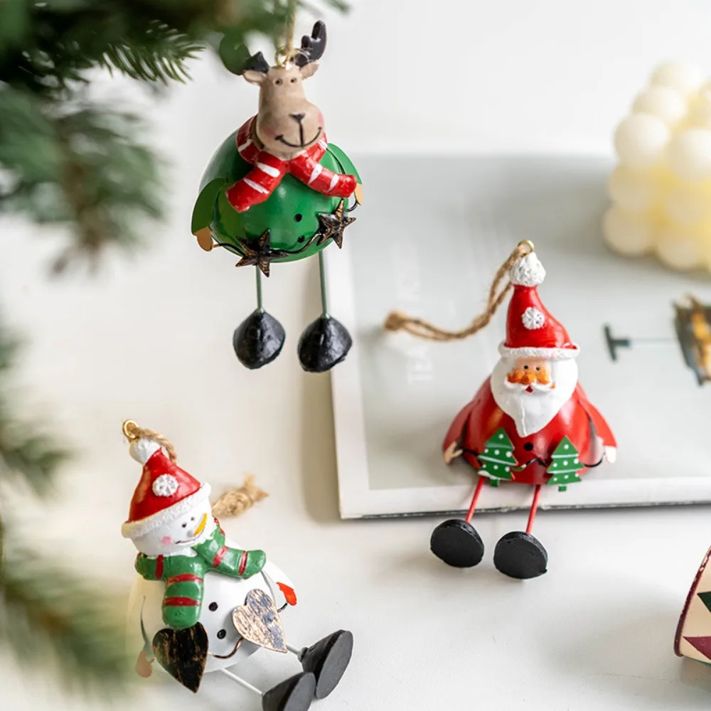 Christmas Iron Painted Santa Pendant Santa Claus Vintage Iron Painted Ornaments Xmas Home Decoration Christmas Tree Decoration