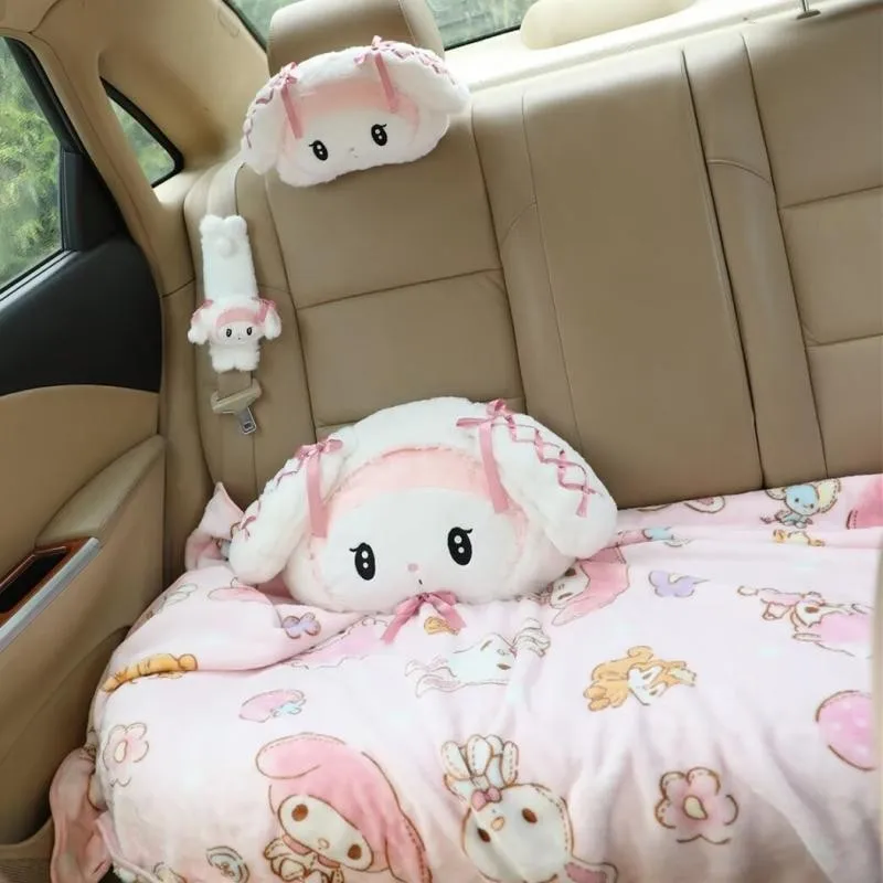 

New Top Selling Anime Cartoon Periphery Lace Melody Kuromi Doll Pillow Car Headrest Car Cushion Air Conditioning Blanket Gift