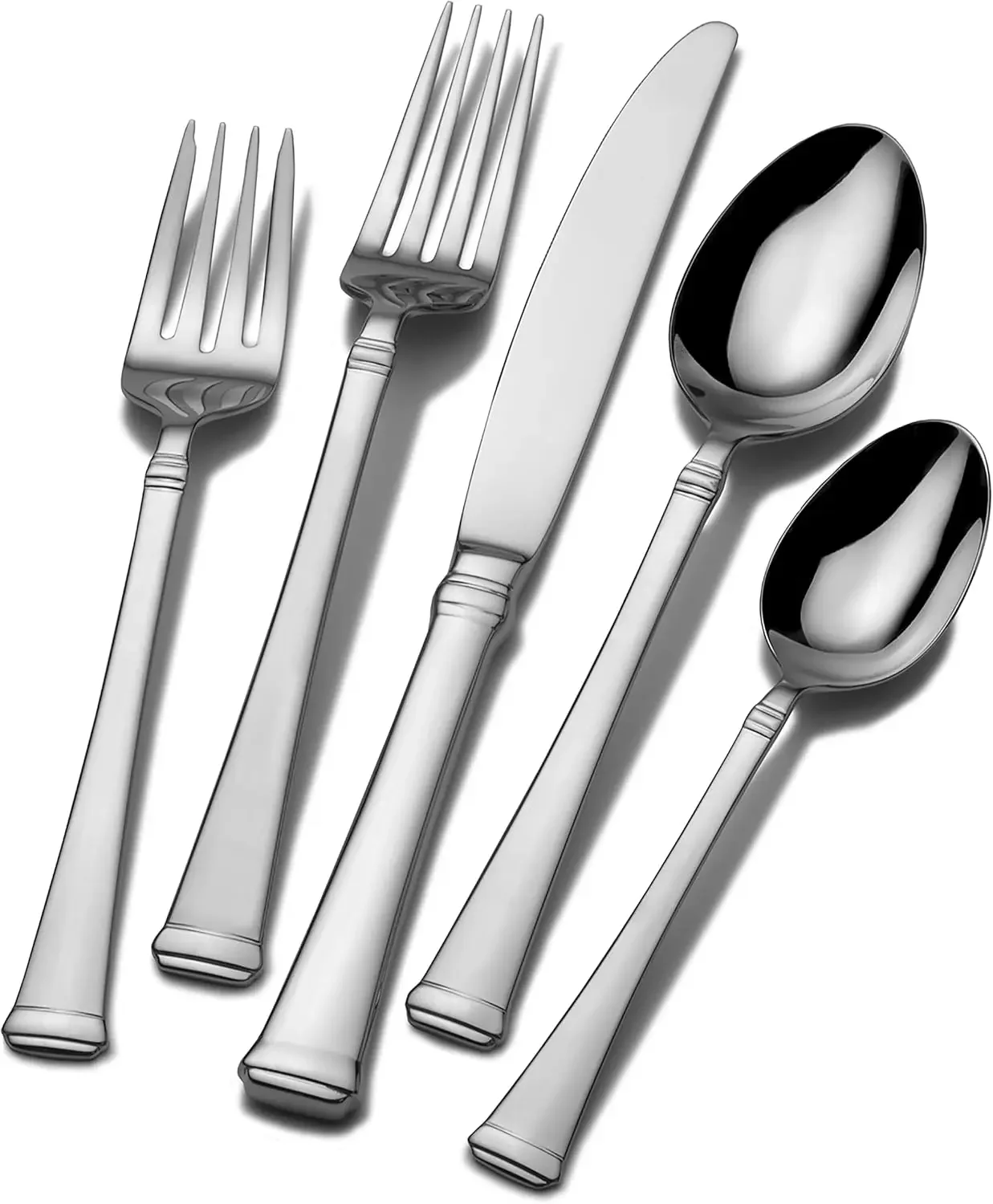 Harmony Flatware Service for 12, 65 Piece Set, 18/10 Stainless Steel, Silverware Set with Serving Utensils