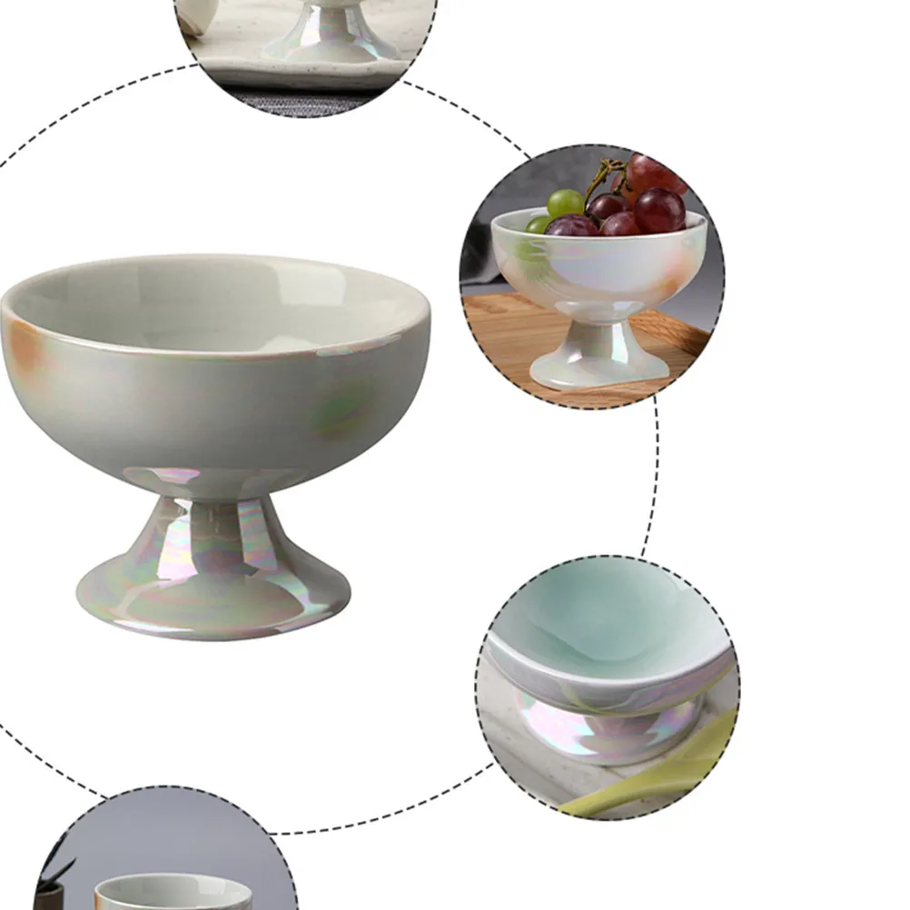 

Japanese Style Pearl Glaze Fruit Bowl Ceramic Tray High Temperature Resistant Smooth Mouth Delicate Fruit Dessert Tray