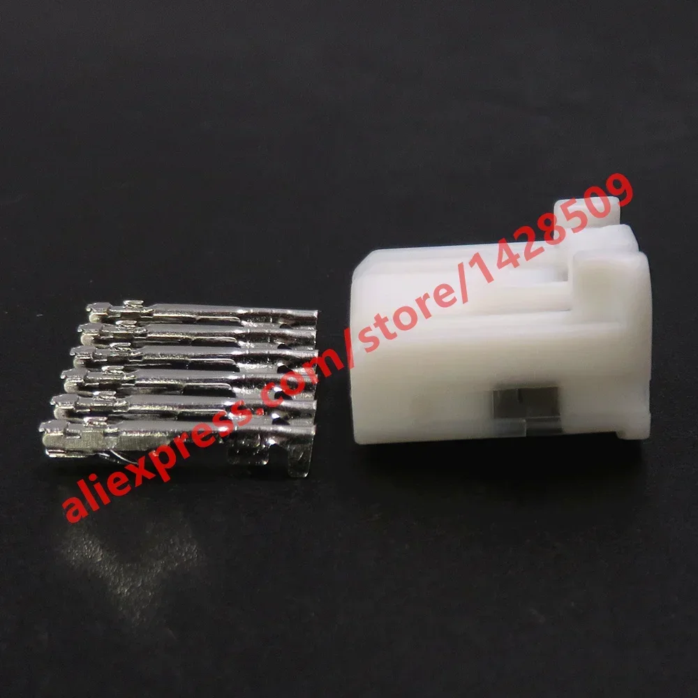 1 Set 6 Pin 0.6 Series White Miniature Cable Connector With Terminal Automobile Electric Wiring Harness Unsealed Socket