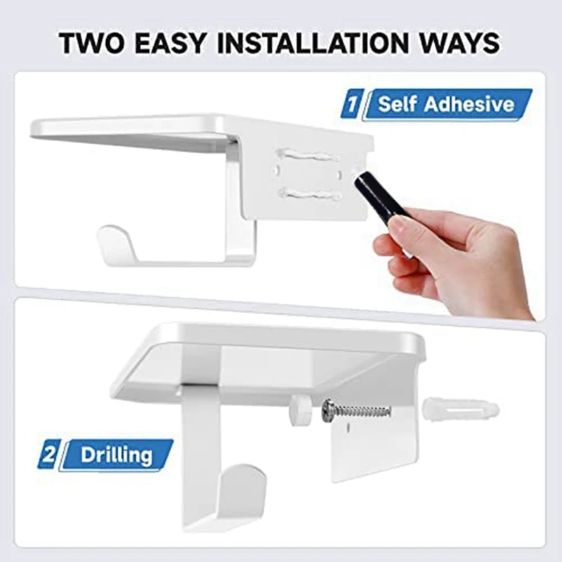 Toilet Paper Holder With Shelf, House Must Have Toilet Paper Roll Holder Self Adhesive & Screw Wall Mount, Tissue Holder