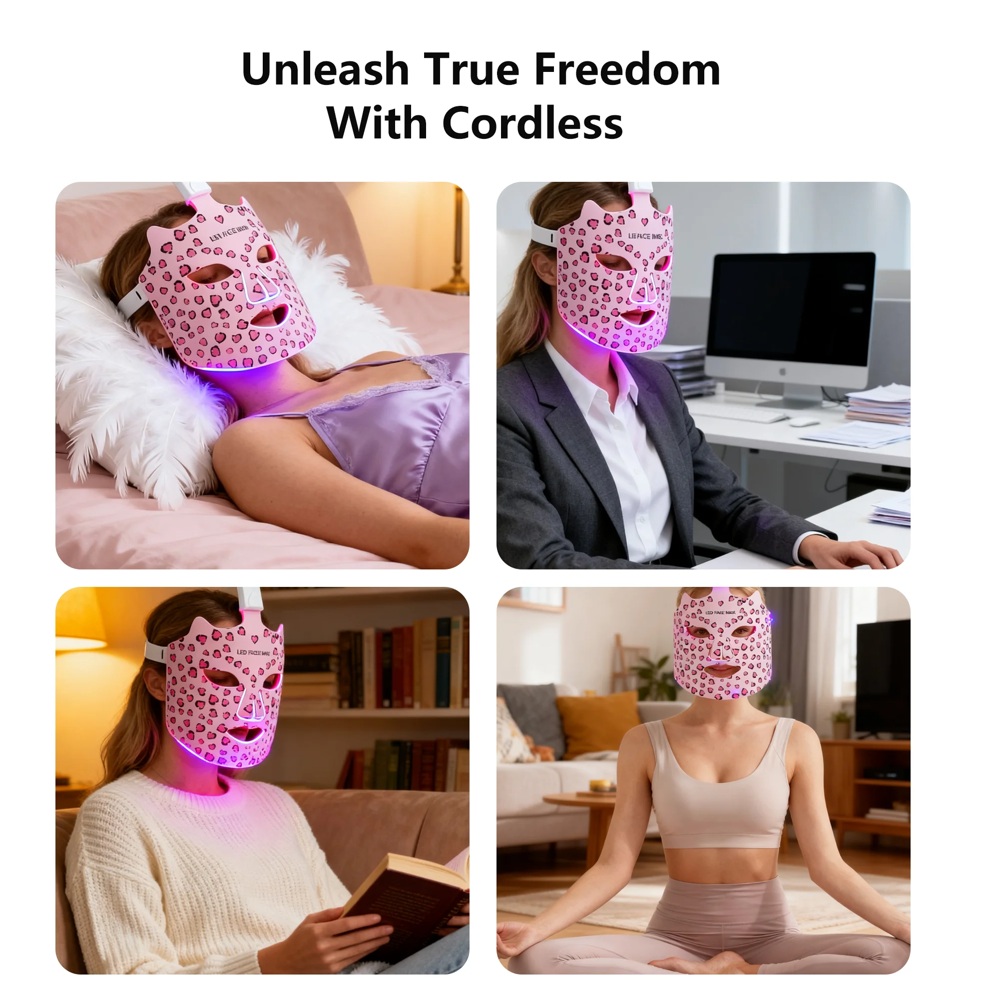 3つのモード（赤/紫/オレンジ+赤外線）を備えたLED美容マスクは、細かい線を軽減/皮脂コントロール/様々な肌タイプの肌を明るくします