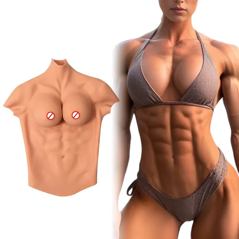 

Bodybuilding Muscle Suit Transgender Breast Form Half Body F Cup Fake Boobs Giant Tits For Crossdresser Cosplay Transvestite
