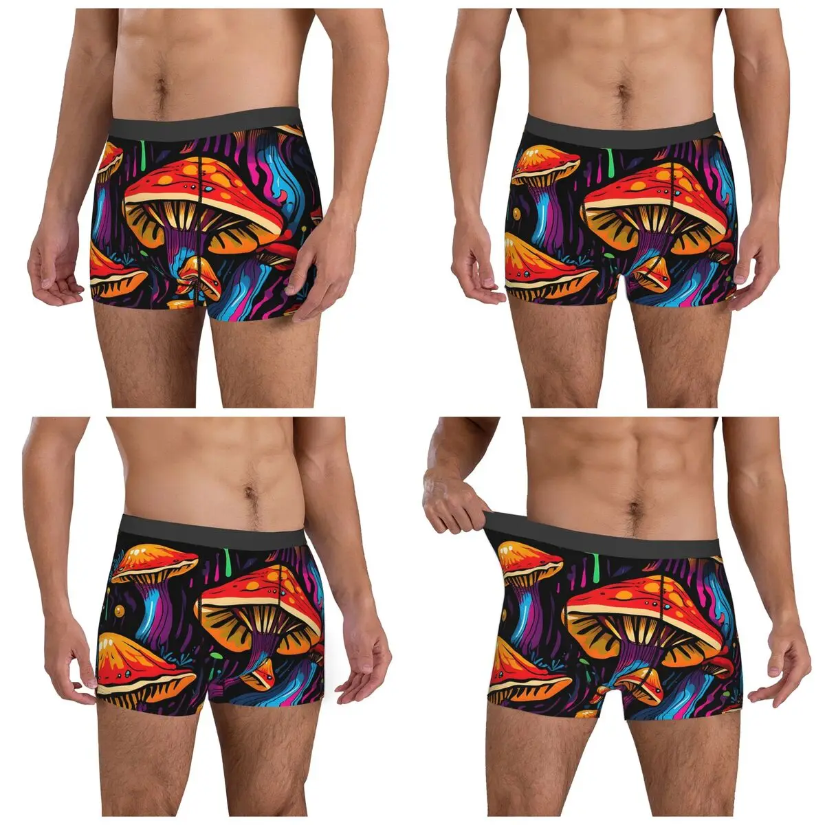 Boxer Underpants Shorts Acid Trippy Weird Psychedelic Wavy Mushroom Panties Male Comfortable Underwear for Homme Man Gift