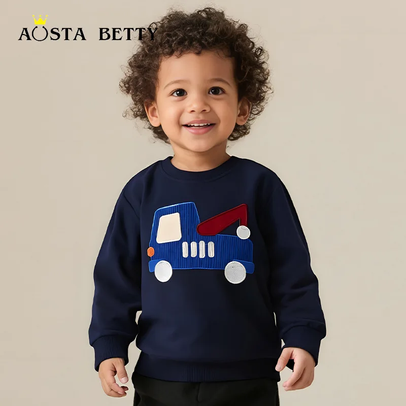 

Sweater Children Boys Sweatshirt Car Prints Fashionable Long Sleeves Autumn New All-matching Comfortable Cool Solid